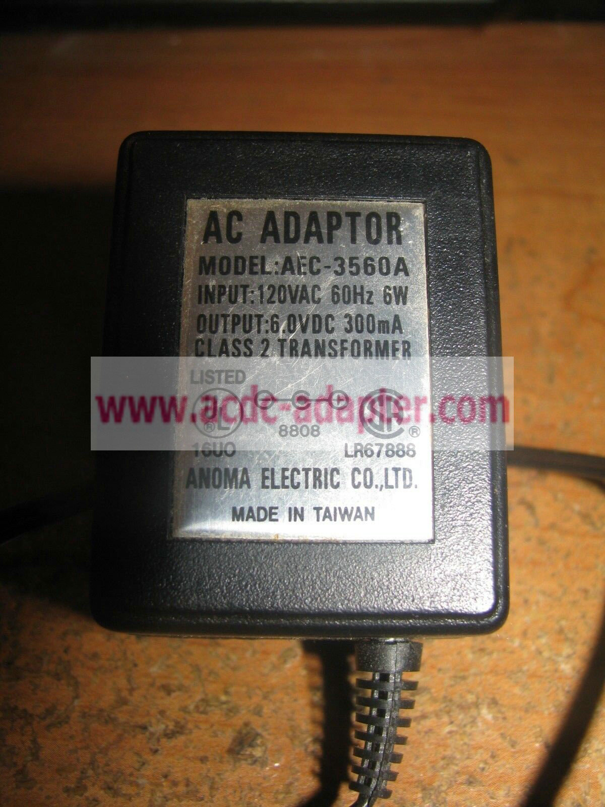 New Anoma Electric Co. AEC-3560A 6V DC 300mA 6W Adapter Transformer